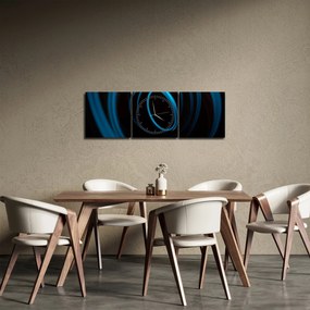 Obraz modrej čiary (s hodinami) (90x30 cm)