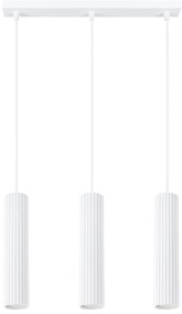 Závesné svietidlo Karbon, 3x biele kovové tienidlo