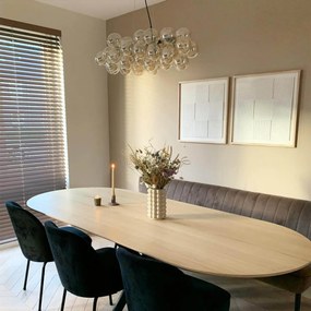 Dizajnové závesné svietidlo čierne s jantárovým sklom 8-svetlo - Uvas