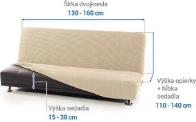 Super strečové poťahy NIAGARA smotanová dvojkreslo s drevenými rúčkami (š. 130 - 160 cm)