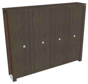 Vysoká šatníková skriňa Verno+ S 260 x 46 x 210 cm, dub antracit / červená