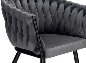 Jedálenská stolička COFTON zamatová, čierna / grafitová