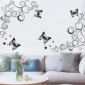 PIPPER | Samolepka na stenu "Ornament s motýľmi" 120x90 cm