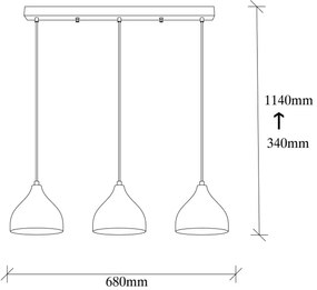 Luster na lanku TATTOO 3xE27/40W/230V