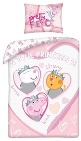 Obliečky do detskej postieľky Prasiatko Peppa - motív Pravá princezná - 100% bavlna - 40 x 60 cm + 100 x 135 cm