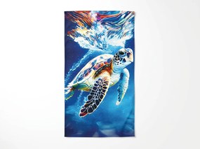 Rýchloschnúca XXL plážová osuška CHELONIA modrá 150 x 210 cm, 100% mikrovlákno