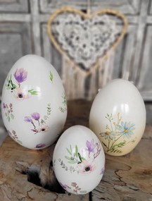 Dekorácia keramické vajíčko s farebnými kvetmi - 11*11*17 cm