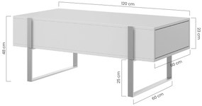 Konferenčný stolík Verica so zásuvkami 120 cm - dub piškótový / zlaté nožičky