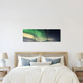 Obraz polárna žiara (s hodinami) (90x30 cm)