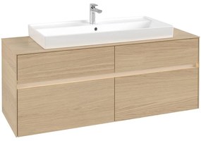 VILLEROY &amp; BOCH Collaro závesná skrinka pod umývadlo na dosku (umývadlo v strede), 4 zásuvky, s LED osvetlením, 1400 x 500 x 548 mm, Nordic Oak, C092B0VJ