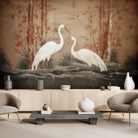 Gario Fototapeta Orientálne vtáky a stromy Materiál: Vliesová, Rozmery: 350 x 245 cm