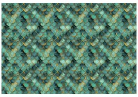 Tapeta zelené morské šupiny so zlatým nádychom