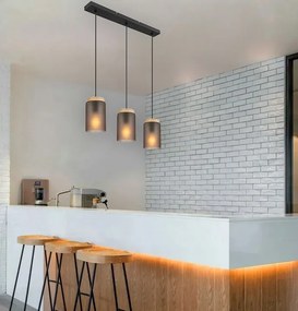 Toolight Toolight, závesné svietidlo 3xE27, APP1812-3CP, šedé sklo-čierna, OSW-00662