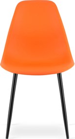 Súprava 4 ks pomarančových stoličiek OSAKA s čiernymi nohami