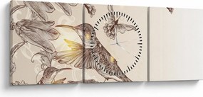 Obraz - Kolibríky (s hodinami) (90x30 cm)