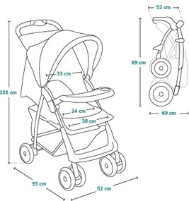 Lionelo - Športový kočík EMMA PLUS zelená/čierna