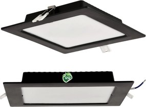 BERGE Štvorcový LED panel zapustený - čierny - 12W - PC - neutrálna biela