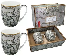 Hrnčeky 450 ml - set 2 ks Vincent van Gogh  Kvitnúci mandľovník strieborný , CARMANI, 8307221