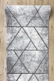 Behúň COZY 8872 Wall, geometrický, trojuholníky - Štrukturálny, sivý / modrý