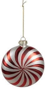 Červenobiela sklenená vianočná ozdoba S - Ø 8*3*8 cm