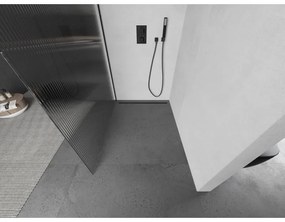 Mexen Kioto L, sprchová zástena Walk-In 100 x 200 cm, 8mm sklo s rebrovým vzorom, čierny profil, 800-100-103-70-09