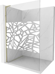Mexen Kioto L, sprchová zástena Walk-In 110 x 200 cm, 8mm číre sklo biely vzor, zlatý lesklý profil,800-110-103-50-78