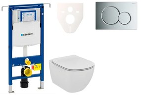 Cenovo zvýhodnený závesný WC set Geberit do ľahkých stien / predstenová montáž + WC Ideal Standard Tesi 111.355.00.5NE2