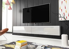 TV stolík Lancome 180, bielá/bielý lesk s LED osvetlením