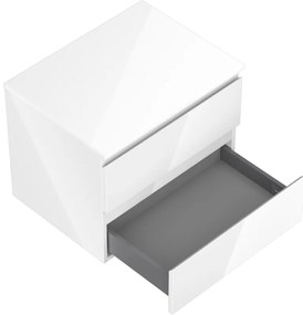 Mexen Orio, kúpeľňová skrinka 60 cm s hornou časťou, 2 zásuvky, biela lesklá, 91A10-06047-2-BFFC00