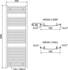 Mexen Helios, vykurovacie teleso 1800x600 mm, 996 W, antracitová, W103-1800-600-00-66