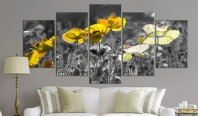 Artgeist Obraz - Yellow Poppies (5 Parts) Wide Veľkosť: 200x100, Verzia: Premium Print