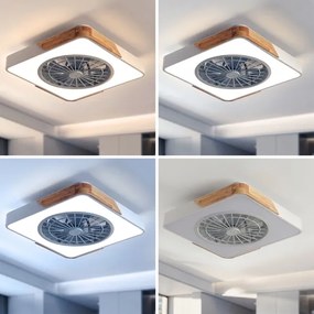 Brilagi - stmievateľné LED svietidlo s ventilátorom LED/38W/230V 50 cm biela/dub + diaľkové ovládanie