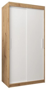 Šatníková skriňa 100 cm Toki (Dub artisan + Biela matná). Akcia -41%. Vlastná spoľahlivá doprava až k Vám domov. 1064797