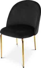 Jedálenská stolička INCA VELVET so zlatými nohami, čierna