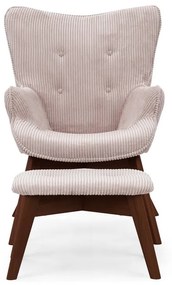 Svetloružové menčestrové kreslo s podnožkou Niko – Ropez