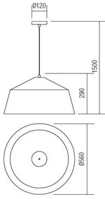 Redo 01-1102 - Luster na lanku AYLA 1xE27/42W/230V pr. 56 cm zlatá