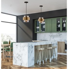 Čierne závesné svietidlo so skleneným tienidlom ø 18 cm Spiega – Candellux Lighting