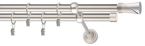 Dekorstudio Chrómová matná dvojradová garniža VEGA 19mm Dĺžka: 120cm, Typ uchytenia: Držiak dvojitý modern, Typ príslušenstva: Bez príslušenstva