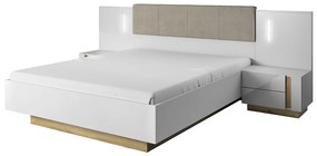 Manželská posteľ 160 cm Cethos (biela + dub grandson + biely lesk). Vlastná spoľahlivá doprava až k Vám domov. 1017249