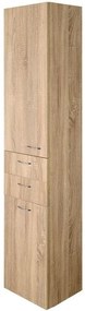 Aqualine Aqualine, ZOJA/KERAMIA FRESH skrinka vysoká s košom 35x184x29cm, ľavá, dub platin, 51232