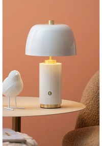 Biela LED stmievateľná stolová lampa s kovovým tienidlom (výška 30 cm) Freya – Leitmotiv