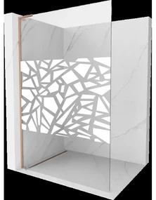 Mexen Kioto L sprchová stena Walk-in 100 x 200 cm, biely vzor, brúsená meď - 800-100-103-65-85