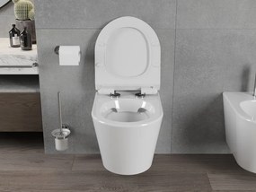 Mexen Rico závesné wc Rimless s toaletným sedátkom Slim z duroplastu, biela - 30720100