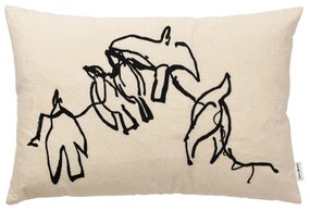 Ferm Living Poťah na vankúš s výšivkou Vuelo Natural 40 x 60 cm
