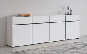 Široká kombinovaná komoda GLENROSE - biela / čierna