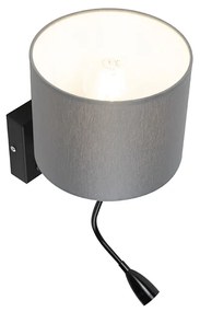 Moderná nástenná lampa čierna so sivým tienidlom - Brescia