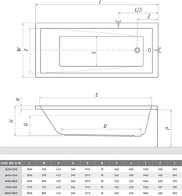 Roth Obdĺžniková akrylátová vaňa s extra tenkým lemom KUBIC NEO SLIM ROTH-Variant: rozmery: 150x70 cm - (KUBIC NEO SLIM 150x70 - 9300SLM)