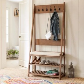 furniture-nabytek.cz - Masívny drevený vešiak s botníkom 80x175x40