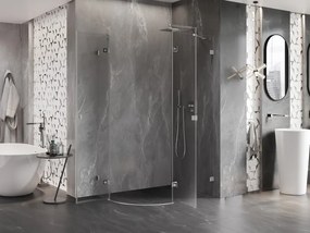 Mexen Lunar, pravý polkruhový sprchový kút 90 x 70 cm, 8mm číre sklo, oceľový profil, 833-090P-070L-97-00
