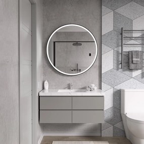 Erga Olivia, okrúhle LED zrkadlo 100cm, čierny kovový rám, 2300 lm, 6500K, predné osvetlenie, ERG-V01-202-1010-BK